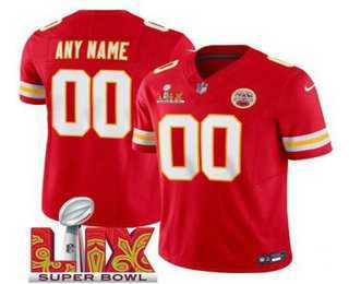Men & Women & Youth Kansas City Chiefs Customized Red 2025 Super Bowl LIX FUSE Vapor Limited Jersey->customized nfl jersey->Custom Jersey